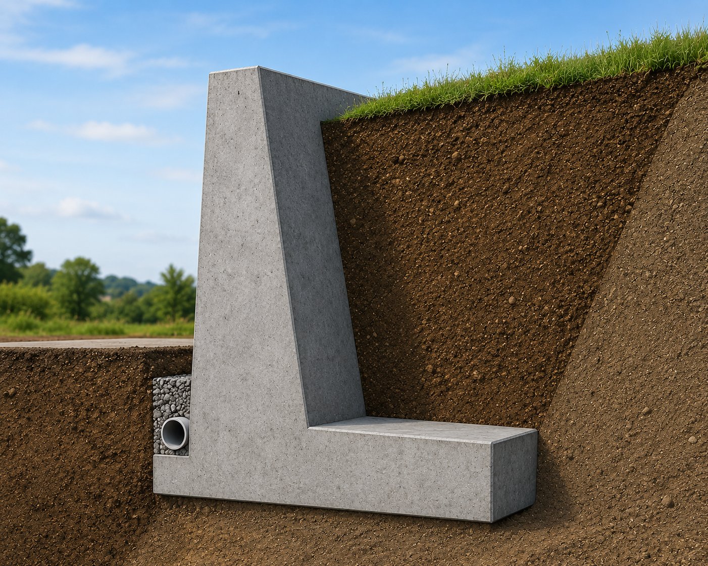 Civil engineering retaining wall